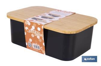 Panera con tapa de bambú | Diseño minimalista | Capacidad: 6,5 l | Perfecta para conservar pan fresco | Disponible en diferentes colores - Cofan