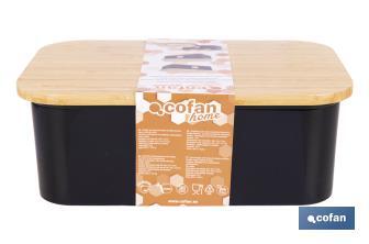 Panera con tapa de bambú | Diseño minimalista | Capacidad: 6,5 l | Perfecta para conservar pan fresco | Disponible en diferentes colores - Cofan