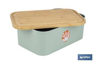 Panera con tapa de bambú | Diseño minimalista | Capacidad: 6,5 l | Perfecta para conservar pan fresco | Disponible en diferentes colores - Cofan