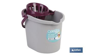 Bucket + Wringer | Grey | Ergonomic plastic handle - Cofan