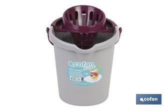 Bucket + Wringer | Grey | 14l Capacity | Danubio Model | Ergonomic Plastic Handle - Cofan