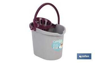 Bucket + Wringer | Grey | 14l Capacity | Danubio Model | Ergonomic Plastic Handle - Cofan