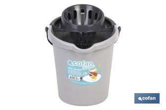 Bucket + Wringer | Grey | Ergonomic plastic handle - Cofan