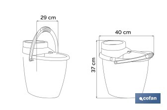 Pack de fregona con cubo y escurridor fácil | Capacidad de cubo de 14 litros - Cofan