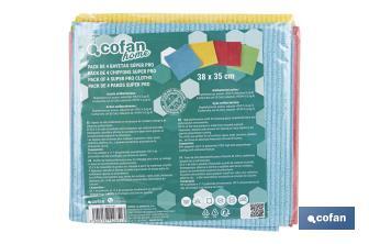 Pack de 4 bayetas de microfibra antibacterianas | Alta calidad y versatilidad | Máxima absorción | Medidas: 38 x 35 cm - Cofan
