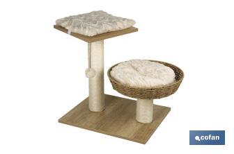 Tiragraffi con giochino per gatti | Beige | Dimensioni: 48 X 39 X 51 cm - Cofan