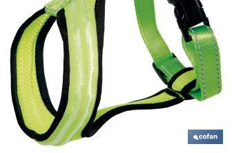 Reflective and illuminated harness with LED light | Three light intensities | Available in different sizes - Cofan