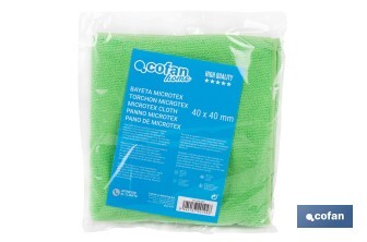 Microtex Cleaning cloth | Size: 40 x 40cm | Blue | Reusable cloth | Highly absorbent cleaning cloth - Cofan