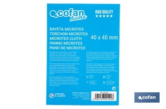 Microtex Cleaning cloth | Size: 40 x 40cm | Blue | Reusable cloth | Highly absorbent cleaning cloth - Cofan