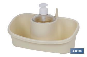 Dispenser per sapone con porta-spugna, Beige o grigio chiaro, Dimensioni:  26 x 13 x 16,5 cm