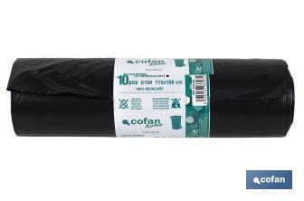 Black bin bags | Size: 115 x 160cm | 10 Pieces with a capacity of 240 litres - Cofan