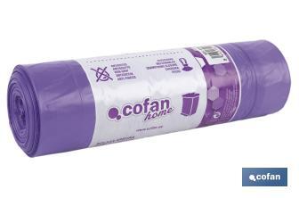 Lavender scented bin bags with violet tie handles | Size: 57 x 57cm and gauge of 90 - Cofan