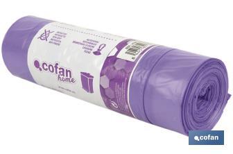 Lavender scented bin bags with violet tie handles | Size: 57 x 57cm and gauge of 90 - Cofan