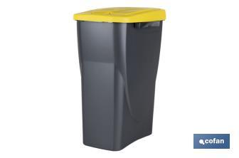 Yellow recycling bin | Suitable for recycling plastics and packaging materials | Available in three different capacities and sizes - Cofan