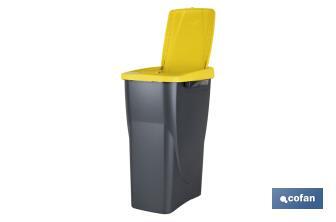 Yellow recycling bin | Suitable for recycling plastics and packaging materials | Available in three different capacities and sizes - Cofan