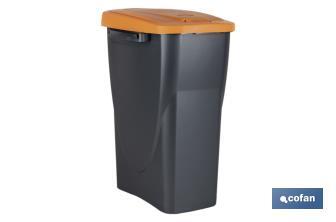 Orange recycling bin | Suitable for recycling organic waste | Available in three different capacities and sizes - Cofan