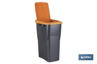 Orange recycling bin | Suitable for recycling organic waste | Available in three different capacities and sizes - Cofan