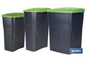 Cubo de basura verde para reciclar materiales de vidrio | Tres medidas y capacidades diferentes - Cofan