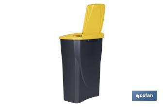 Yellow recycling bin | Suitable for recycling plastics and packaging materials | Available in three different capacities and sizes - Cofan