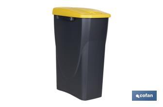 Yellow recycling bin | Suitable for recycling plastics and packaging materials | Available in three different capacities and sizes - Cofan