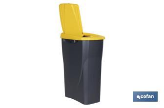 Yellow recycling bin | Suitable for recycling plastics and packaging materials | Available in three different capacities and sizes - Cofan