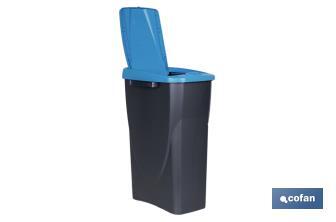 Cubo de basura azul para reciclar materiales de papel y cartón | Tres medidas y capacidades diferentes - Cofan