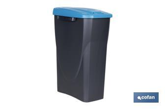 Cubo de basura azul para reciclar materiales de papel y cartón | Tres medidas y capacidades diferentes - Cofan