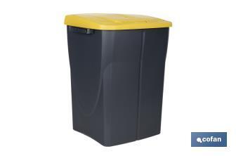 Cubo de basura amarillo para reciclar plásticos y envases | Tres medidas y capacidades diferentes - Cofan