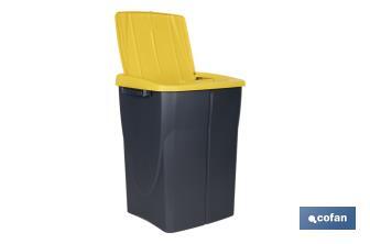 Yellow recycling bin | Suitable for recycling plastics and packaging materials | Available in three different capacities and sizes - Cofan