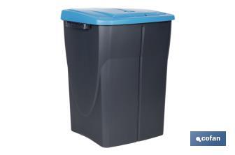 Cubo de basura azul para reciclar materiales de papel y cartón | Tres medidas y capacidades diferentes - Cofan