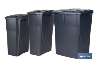 Caixote do lixo cinzento para o desejo em geral | três medidas e capacidades diferentes - Cofan