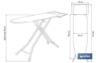 Tábua de engomar Modelo Cesena 120 x 38 cm (Mod. 2) - Cofan