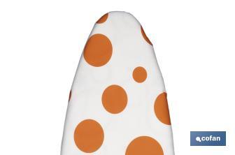 Padded cotton ironing board cover | Size: 140 x 60cm | White print with polka dots - Cofan