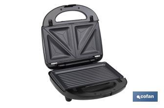 Sandwichera multiusos | Placas intercambiables para grill, gofres y sándwiches | Revestimiento antiadherente | Potencia: 750 W - Cofan