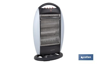 Oscillating halogen heater | Three power settings: 400W, 800W and 1,200W | Instantaneous heat diffusion | Three halogen tubes | Anti-tip safety system - Cofan