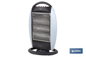 Stufetta alogena oscillante | Tre livelli di potenza: 400 W, 800 W e 1200 W | Emissione istantanea di calore | Tre elementi riscaldanti | Sistema di sicurezza antiribaltamento - Cofan