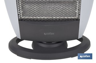 Poêle halogène oscillant | Trois niveaux de puissance : 400 W, 800 W et 1200 W | Diffusion instantanée de la chaleur | Trois tubes halogènes | Système de sécurité antibasculement - Cofan