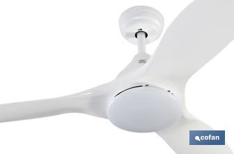 Ventilador de techo blanco con 3 aspas y luz led | Motor DC (bajo consumo) y potencia de 55 W - Cofan