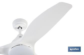 Ventilador de techo blanco con 3 aspas y luz led | Motor DC (bajo consumo) y potencia de 55 W - Cofan