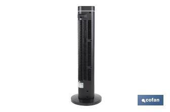 Ventilador silencioso de torre con control remoto | Color Negro | Incluye mando a distancia y temporizador (8 horas) - Cofan