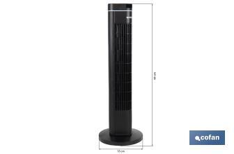 Ventilador silencioso de torre con control remoto | Color Negro | Incluye mando a distancia y temporizador (8 horas) - Cofan