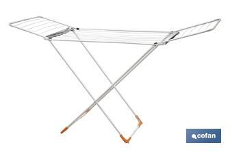 Winged Clothes Airer | With Folding Wings & Wheels | Steel & Polypropylene - Cofan