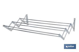Extensible Wall-Mounted Drying Rack | Aluminium | Folding Drying Rack with 6 Drying Rods | Size: 80 x 75cm  - Cofan