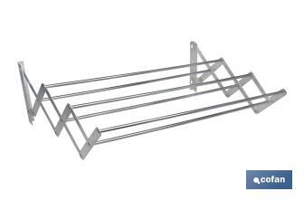 Extensible Wall-Mounted Drying Rack | Aluminium | Folding Drying Rack with 6 Drying Rods | Size: 80 x 45.5cm - Cofan