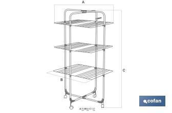 Tower Clothes Airer | Painted Steel & Polypropylene | Size: 70 x 60 x 137cm | 3 Drying Racks - Cofan