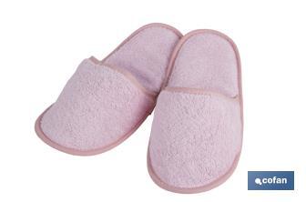 Bath slippers | Flor Model | Light pink | 100% cotton | Weight: 500g/m² | Size: M or L - Cofan