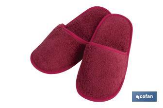 Bath slippers | París Model | Burgundy | 100% cotton | Weight: 500g/m² | Size: M or L - Cofan