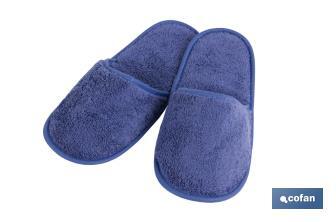 Bath slippers | Marín Model | Navy blue | 100% cotton | Weight: 500g/m² | Size: M or L - Cofan