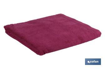 Toalla de tocador | Modelo Mar Rojo | Color Púrpura | 100 % Algodón | Gramaje 580 g/m² | Medidas 30 x 50 cm - Cofan