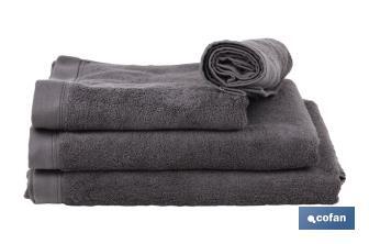 Bath sheet | Piedra Model | Anthracite grey | 100% cotton | Weight: 580g/m² | Size: 100 x 150cm - Cofan